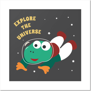 Cute dinosaur astronaut. Posters and Art